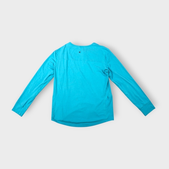 Lululemon Shirt Mens Sz M Blue Long Sleeve 1/4 Button Neck Pullover Knit Casual - Picture 4 of 8